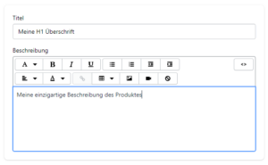 Der Screenshot zeigt Seitentitel bei Shopify