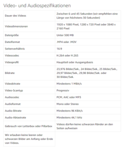 Technische Anforderungen an ein Amazon Sponsored Brands Video