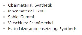 Beispiel Bulletpoints Schuhe