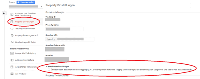 Deaktivieren des manuellen Überschreibens in Google Analytics