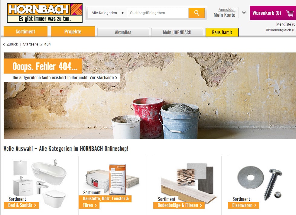 Beispiel für kreative 404-Seite