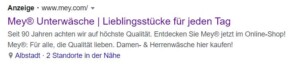Beispiel SEA Anzeige